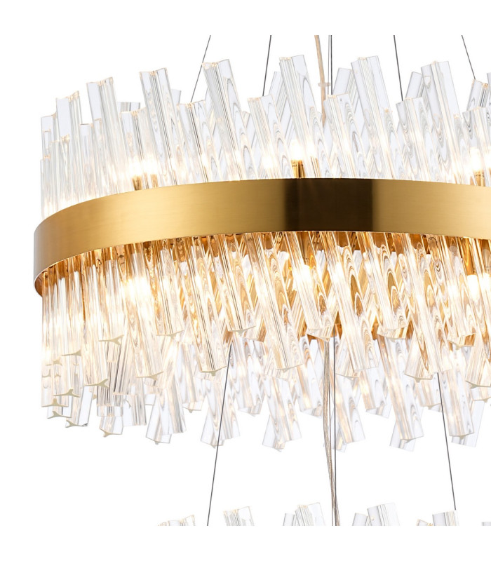 Lysander 2 Tier 40cm + 60cm Pendant 10 + 18 Light G9 Brass/Clear Item Weight: 27kg-8