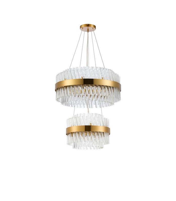 Lysander 2 Tier 40cm + 60cm Pendant 10 + 18 Light G9 Brass/Clear Item Weight: 27kg-9