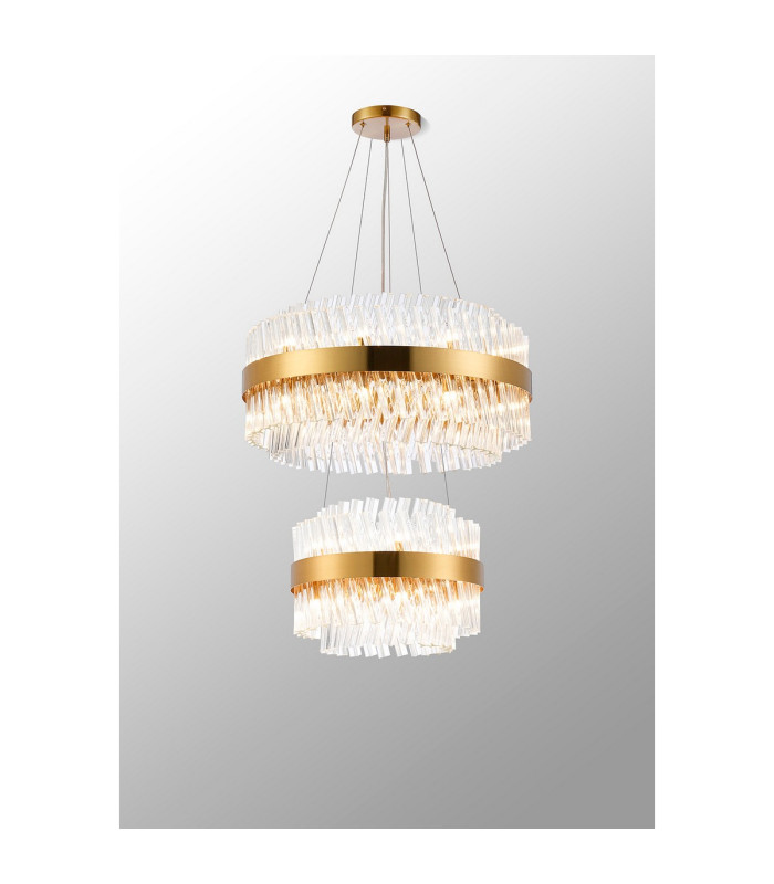Lysander 2 Tier 40cm + 60cm Pendant 10 + 18 Light G9 Brass/Clear Item Weight: 27kg-11