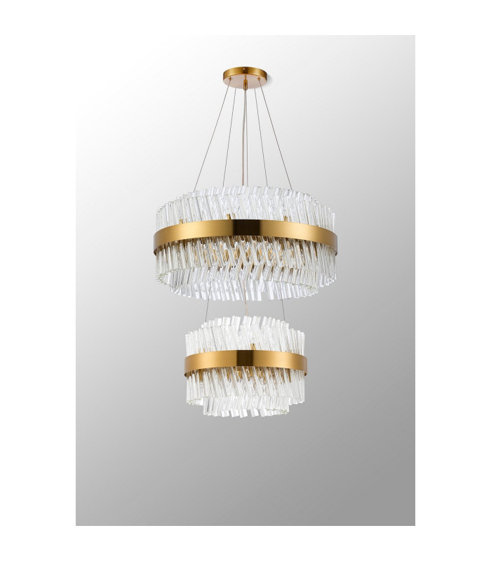 Lysander 2 Tier 40cm + 60cm Pendant 10 + 18 Light G9 Brass/Clear Item Weight: 27kg-12