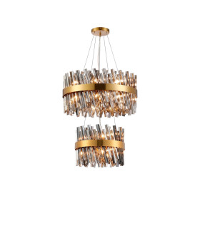 Lysander 2 Tier 40cm + 60cm Pendant 10 + 18 Light G9 Brass/Smoke Item Weight: 27kg-1