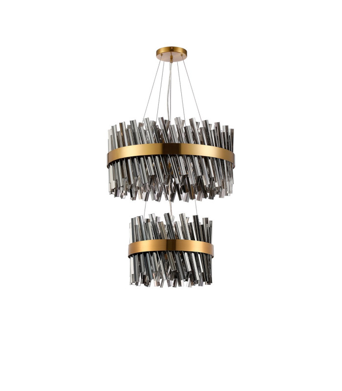 Lysander 2 Tier 40cm + 60cm Pendant 10 + 18 Light G9 Brass/Smoke Item Weight: 27kg-4