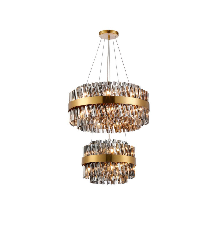 Lysander 2 Tier 40cm + 60cm Pendant 10 + 18 Light G9 Brass/Smoke Item Weight: 27kg-5