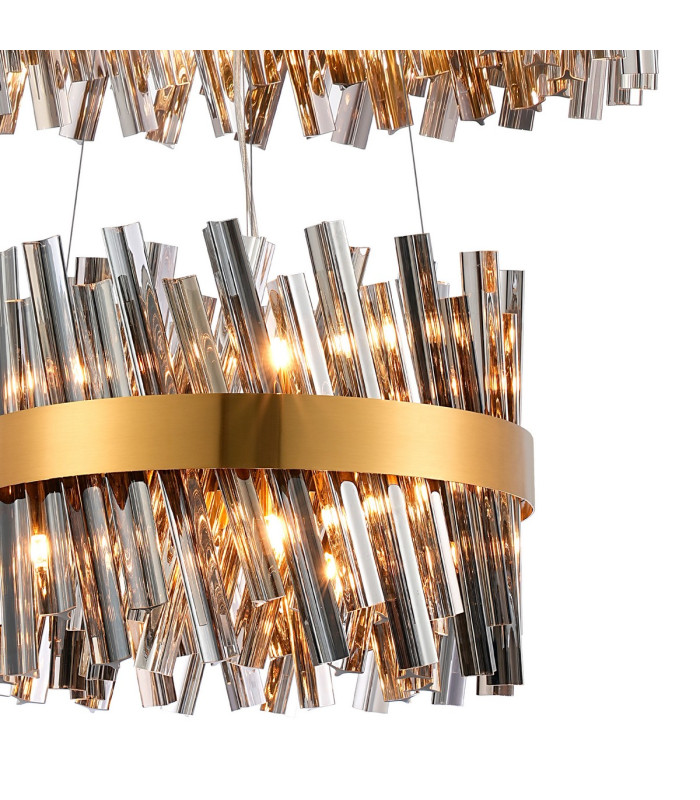 Lysander 2 Tier 40cm + 60cm Pendant 10 + 18 Light G9 Brass/Smoke Item Weight: 27kg-6