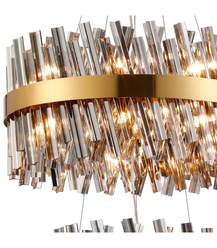 Lysander 2 Tier 40cm + 60cm Pendant 10 + 18 Light G9 Brass/Smoke Item Weight: 27kg-8
