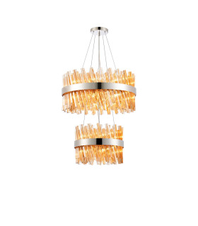 Lysander 2 Tier 40cm + 60cm Pendant 10 + 18 Light G9 Polished Nickel/Amber Item Weight: 27kg-1
