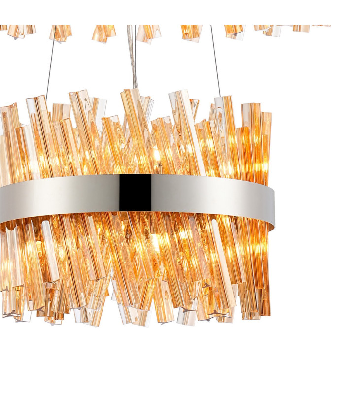 Lysander 2 Tier 40cm + 60cm Pendant 10 + 18 Light G9 Polished Nickel/Amber Item Weight: 27kg-6