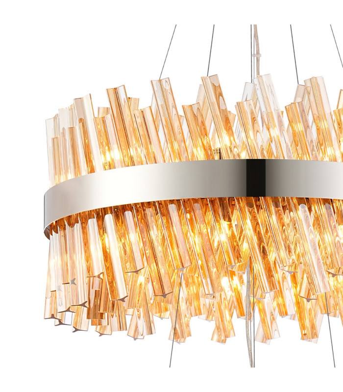 Lysander 2 Tier 40cm + 60cm Pendant 10 + 18 Light G9 Polished Nickel/Amber Item Weight: 27kg-8
