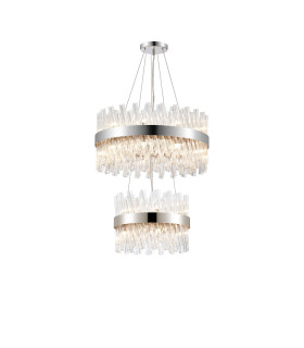 Lysander 2 Tier 40cm + 60cm Pendant 10 + 18 Light G9 Polished Nickel/Clear Item Weight: 27kg-1