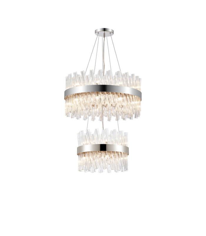Lysander 2 Tier 40cm + 60cm Pendant 10 + 18 Light G9 Polished Nickel/Clear Item Weight: 27kg-1