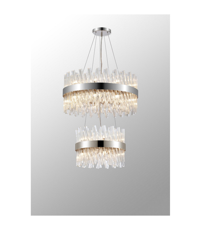 Lysander 2 Tier 40cm + 60cm Pendant 10 + 18 Light G9 Polished Nickel/Clear Item Weight: 27kg-3
