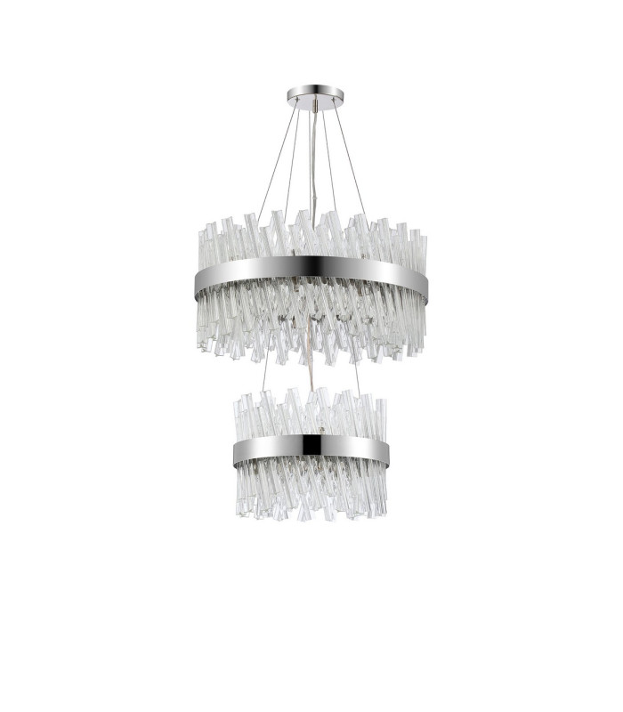 Lysander 2 Tier 40cm + 60cm Pendant 10 + 18 Light G9 Polished Nickel/Clear Item Weight: 27kg-4
