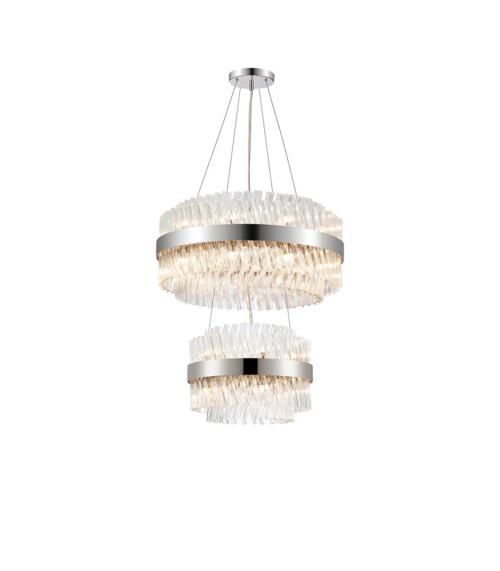 Lysander 2 Tier 40cm + 60cm Pendant 10 + 18 Light G9 Polished Nickel/Clear Item Weight: 27kg-5