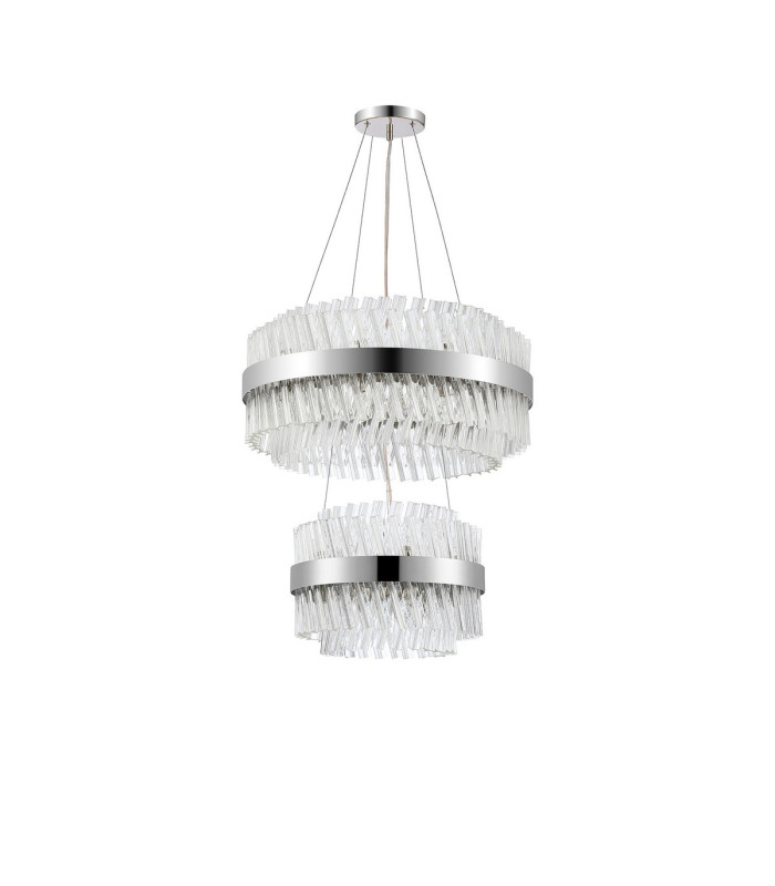 Lysander 2 Tier 40cm + 60cm Pendant 10 + 18 Light G9 Polished Nickel/Clear Item Weight: 27kg-9