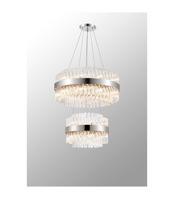 Lysander 2 Tier 40cm + 60cm Pendant 10 + 18 Light G9 Polished Nickel/Clear Item Weight: 27kg-11