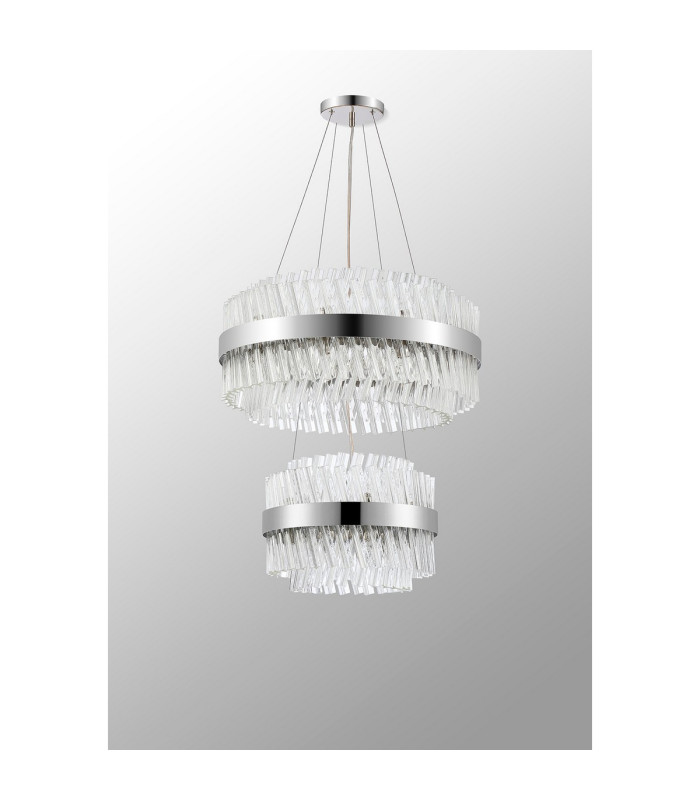 Lysander 2 Tier 40cm + 60cm Pendant 10 + 18 Light G9 Polished Nickel/Clear Item Weight: 27kg-12