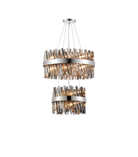 Lysander 2 Tier 40cm + 60cm Pendant 10 + 18 Light G9 Polished Nickel/Smoke Item Weight: 27kg-1