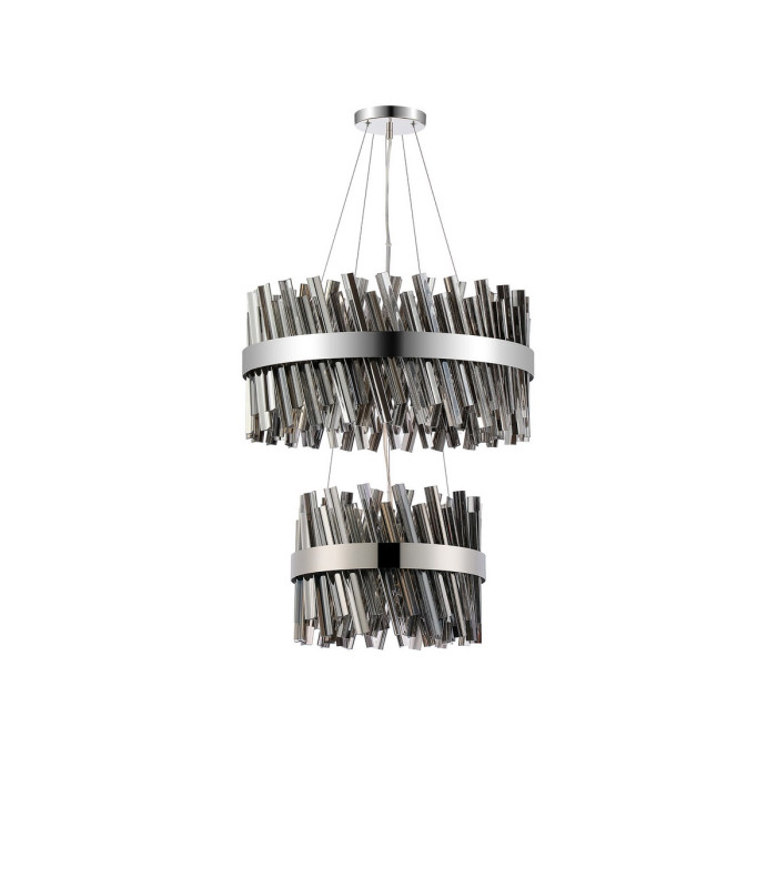 Lysander 2 Tier 40cm + 60cm Pendant 10 + 18 Light G9 Polished Nickel/Smoke Item Weight: 27kg-4
