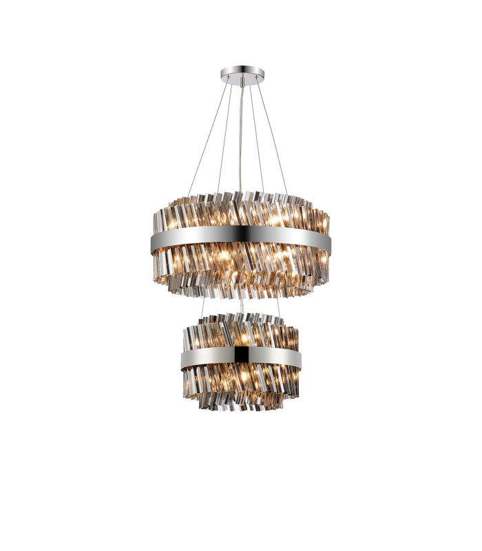 Lysander 2 Tier 40cm + 60cm Pendant 10 + 18 Light G9 Polished Nickel/Smoke Item Weight: 27kg-5