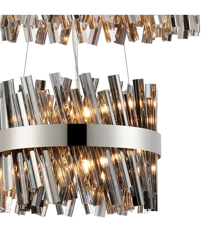 Lysander 2 Tier 40cm + 60cm Pendant 10 + 18 Light G9 Polished Nickel/Smoke Item Weight: 27kg-6