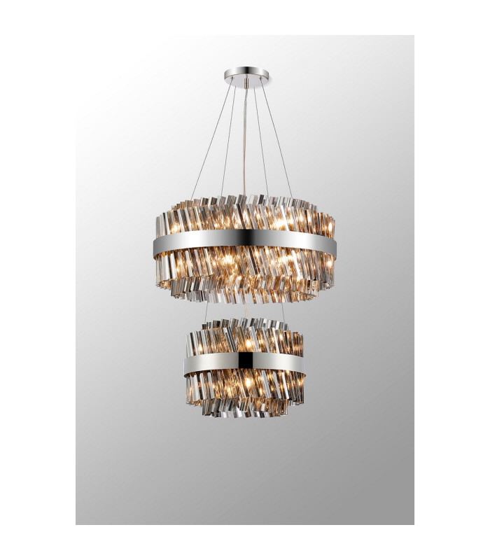 Lysander 2 Tier 40cm + 60cm Pendant 10 + 18 Light G9 Polished Nickel/Smoke Item Weight: 27kg-11
