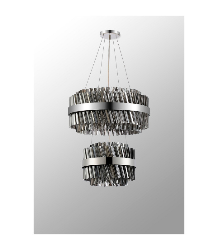 Lysander 2 Tier 40cm + 60cm Pendant 10 + 18 Light G9 Polished Nickel/Smoke Item Weight: 27kg-12