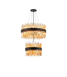 Lysander 2 Tier 40cm + 60cm Pendant 10 + 18 Light G9 Satin Black/Amber Item Weight: 27kg-1
