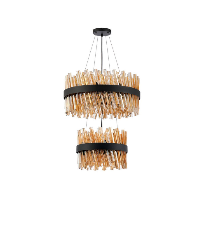 Lysander 2 Tier 40cm + 60cm Pendant 10 + 18 Light G9 Satin Black/Amber Item Weight: 27kg-4