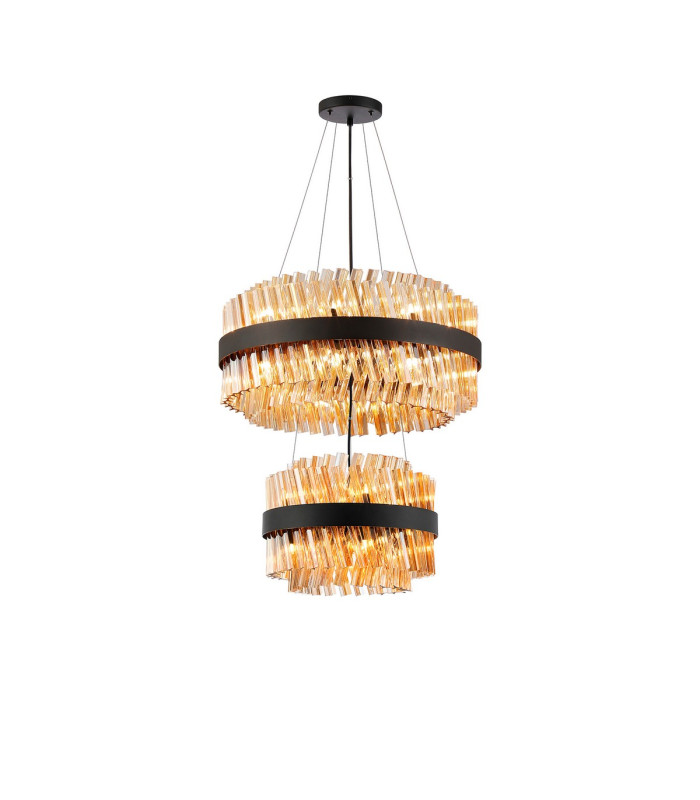 Lysander 2 Tier 40cm + 60cm Pendant 10 + 18 Light G9 Satin Black/Amber Item Weight: 27kg-5