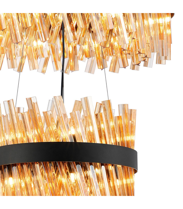 Lysander 2 Tier 40cm + 60cm Pendant 10 + 18 Light G9 Satin Black/Amber Item Weight: 27kg-6