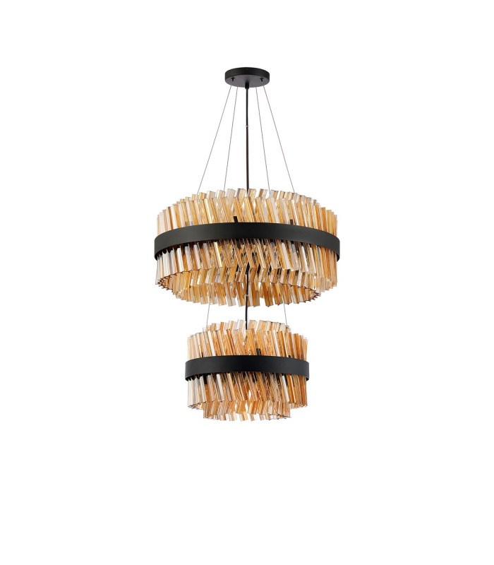 Lysander 2 Tier 40cm + 60cm Pendant 10 + 18 Light G9 Satin Black/Amber Item Weight: 27kg-9