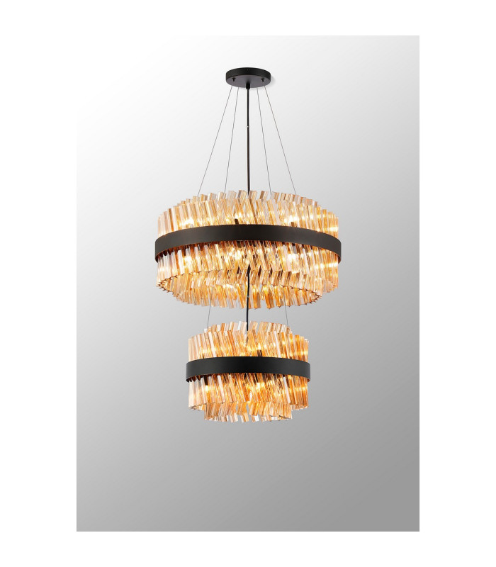 Lysander 2 Tier 40cm + 60cm Pendant 10 + 18 Light G9 Satin Black/Amber Item Weight: 27kg-11