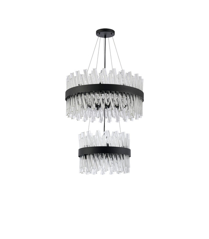 Lysander 2 Tier 40cm + 60cm Pendant 10 + 18 Light G9 Satin Black/Clear Item Weight: 27kg-4