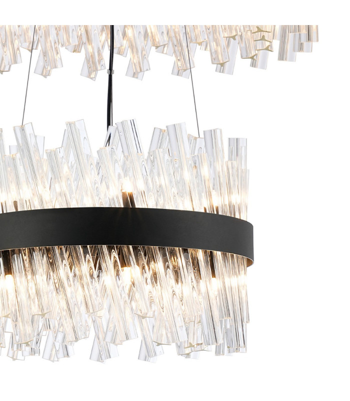 Lysander 2 Tier 40cm + 60cm Pendant 10 + 18 Light G9 Satin Black/Clear Item Weight: 27kg-6