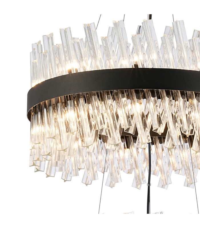 Lysander 2 Tier 40cm + 60cm Pendant 10 + 18 Light G9 Satin Black/Clear Item Weight: 27kg-8
