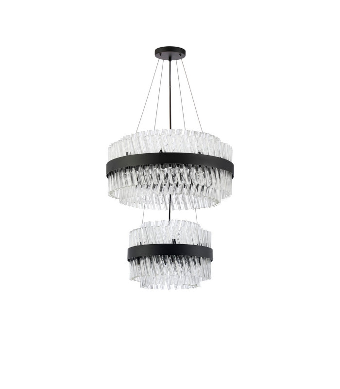 Lysander 2 Tier 40cm + 60cm Pendant 10 + 18 Light G9 Satin Black/Clear Item Weight: 27kg-9