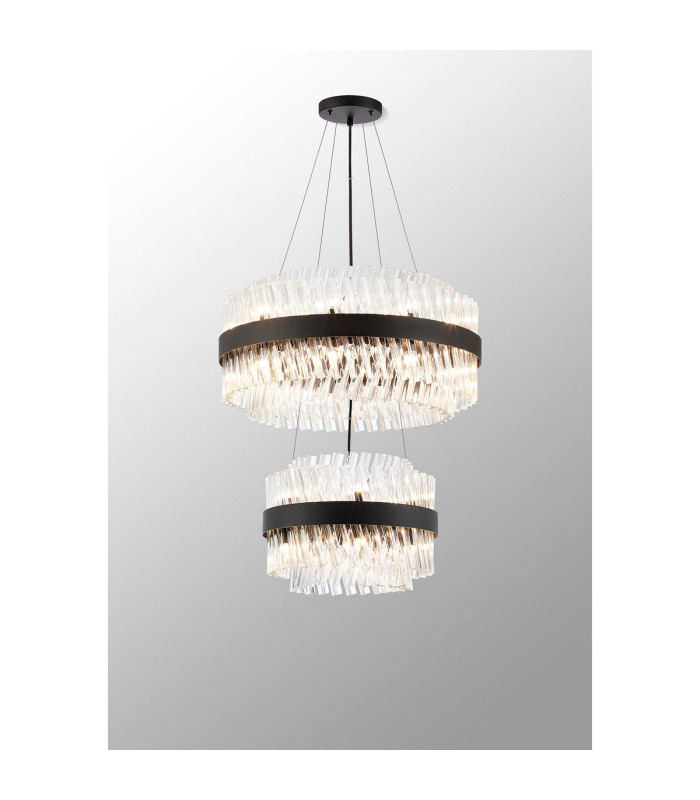 Lysander 2 Tier 40cm + 60cm Pendant 10 + 18 Light G9 Satin Black/Clear Item Weight: 27kg-11