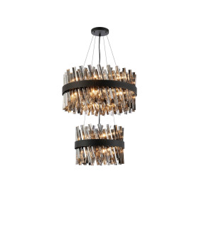 Lysander 2 Tier 40cm + 60cm Pendant 10 + 18 Light G9 Satin Black/Smoke Item Weight: 27kg-1