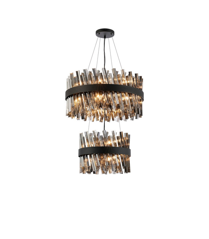 Lysander 2 Tier 40cm + 60cm Pendant 10 + 18 Light G9 Satin Black/Smoke Item Weight: 27kg-1