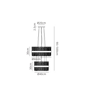 Lysander 2 Tier 40cm + 60cm Pendant 10 + 18 Light G9 Satin Black/Smoke Item Weight: 27kg-2