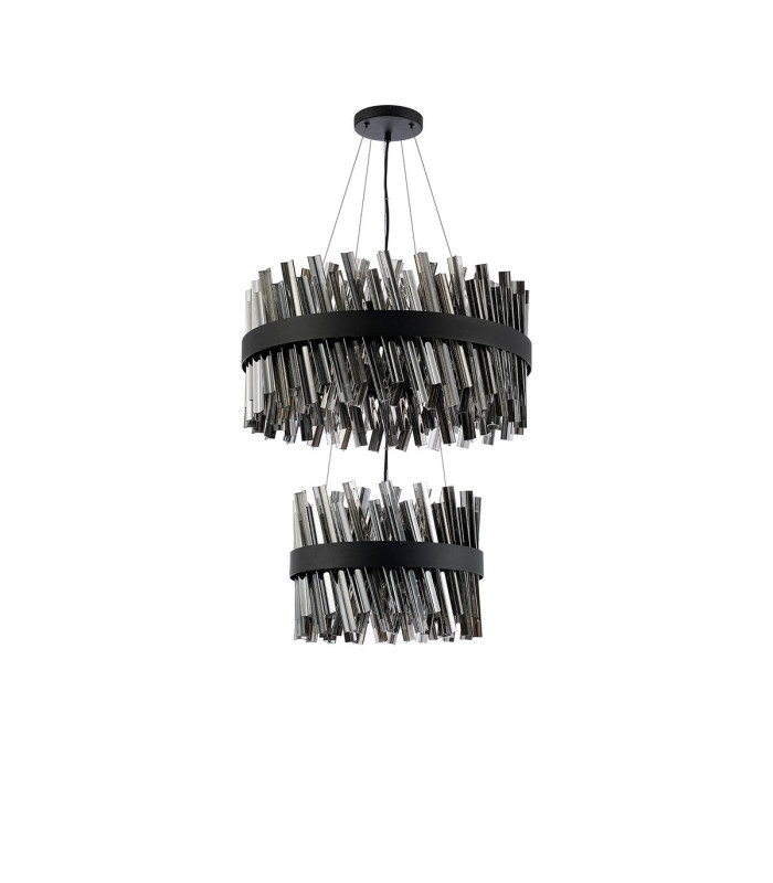 Lysander 2 Tier 40cm + 60cm Pendant 10 + 18 Light G9 Satin Black/Smoke Item Weight: 27kg-4