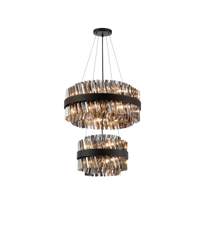 Lysander 2 Tier 40cm + 60cm Pendant 10 + 18 Light G9 Satin Black/Smoke Item Weight: 27kg-5