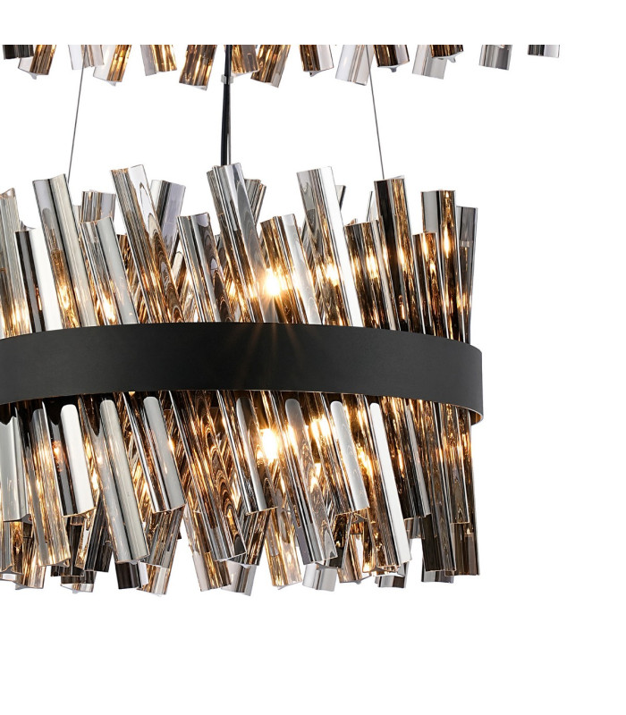 Lysander 2 Tier 40cm + 60cm Pendant 10 + 18 Light G9 Satin Black/Smoke Item Weight: 27kg-6