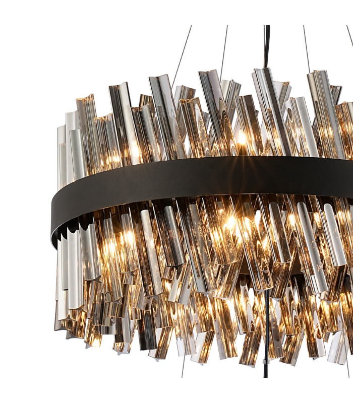 Lysander 2 Tier 40cm + 60cm Pendant 10 + 18 Light G9 Satin Black/Smoke Item Weight: 27kg-8