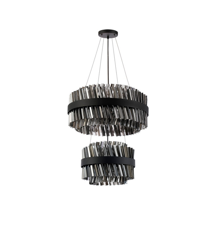 Lysander 2 Tier 40cm + 60cm Pendant 10 + 18 Light G9 Satin Black/Smoke Item Weight: 27kg-9