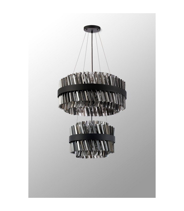 Lysander 2 Tier 40cm + 60cm Pendant 10 + 18 Light G9 Satin Black/Smoke Item Weight: 27kg-12