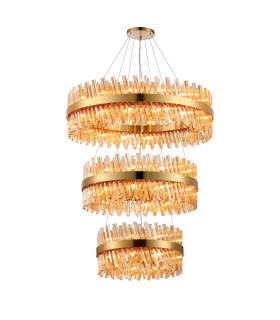 Lysander 3 Tier 60cm + 80cm + 1m Pendant 18 + 24 + 32 Light G9 Brass/Amber Item Weight: 70kg-1