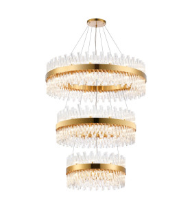 Lysander 3 Tier 60cm + 80cm + 1m Pendant 18 + 24 + 32 Light G9 Brass/Clear Item Weight: 70kg-1