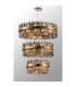 Lysander 3 Tier 60cm + 80cm + 1m Pendant 18 + 24 + 32 Light G9 Brass/Smoke Item Weight: 70kg-3