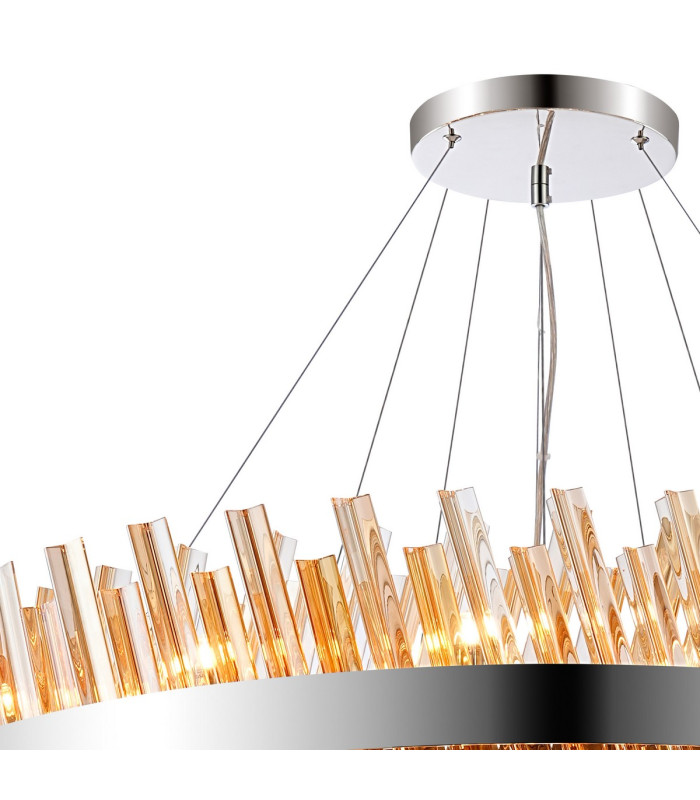 Lysander 3 Tier 60cm + 80cm + 1m Pendant 18 + 24 + 32 Light G9 Polished Nickel/Amber Item Weight: 70kg-7